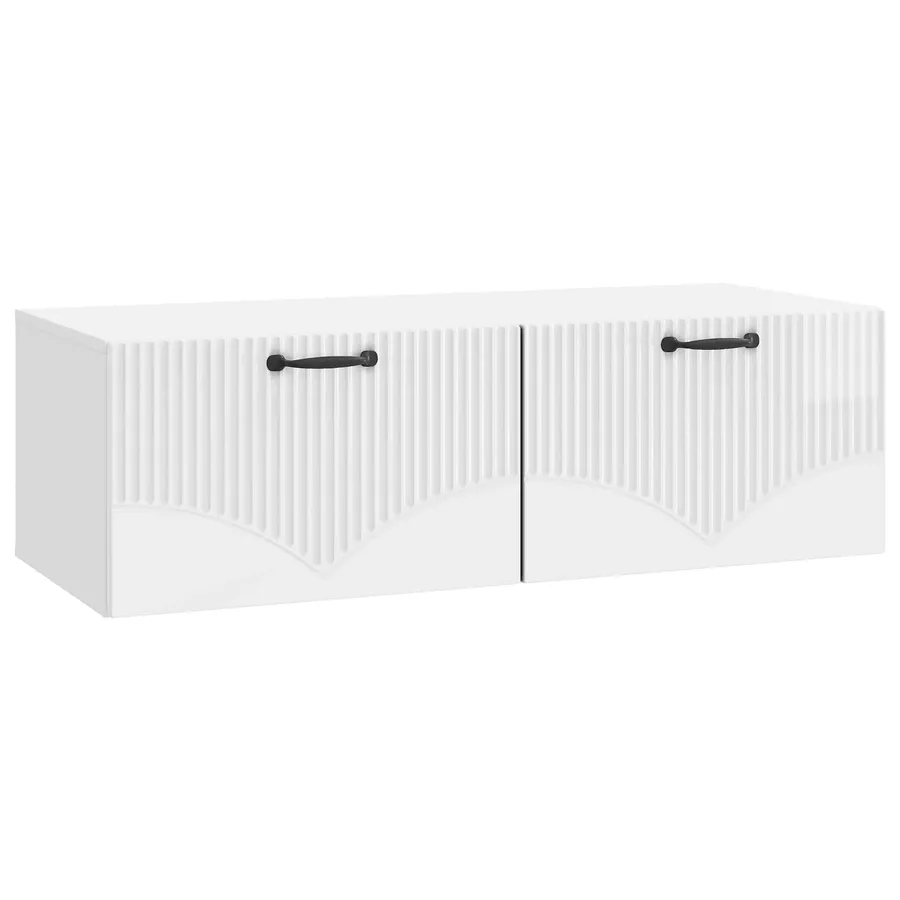 Meuble TV mural Montage mural Blanc brillant 98 x 41 x 30 cm - 2