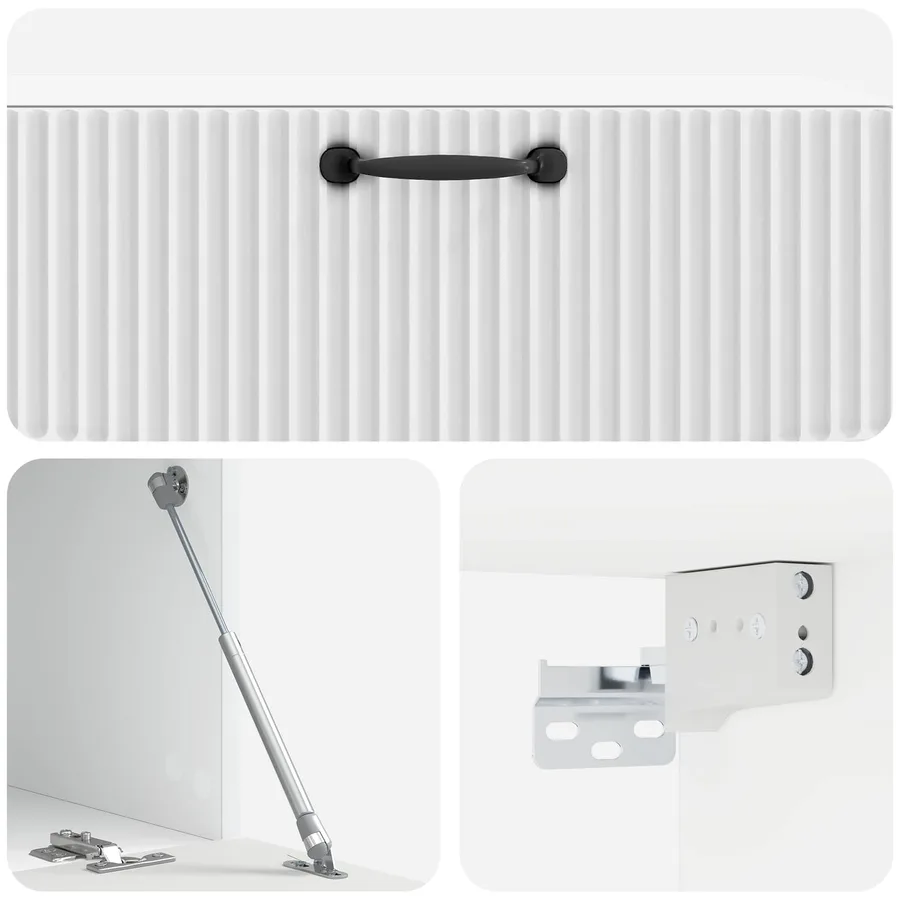 Meuble TV mural Montage mural Blanc brillant 98 x 41 x 30 cm - 9