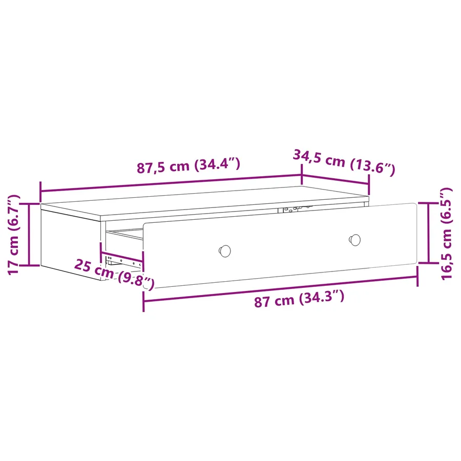 Table d'appoint murale Chêne Sonoma 87,5 x 34,5 x 17 cm - 9