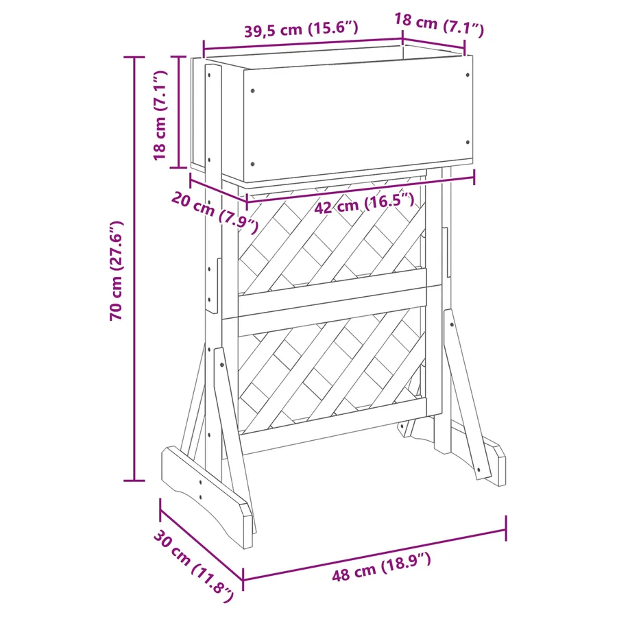 Trellis de jardin vertical Gris 48 x 30 x 70,5 cm - 10