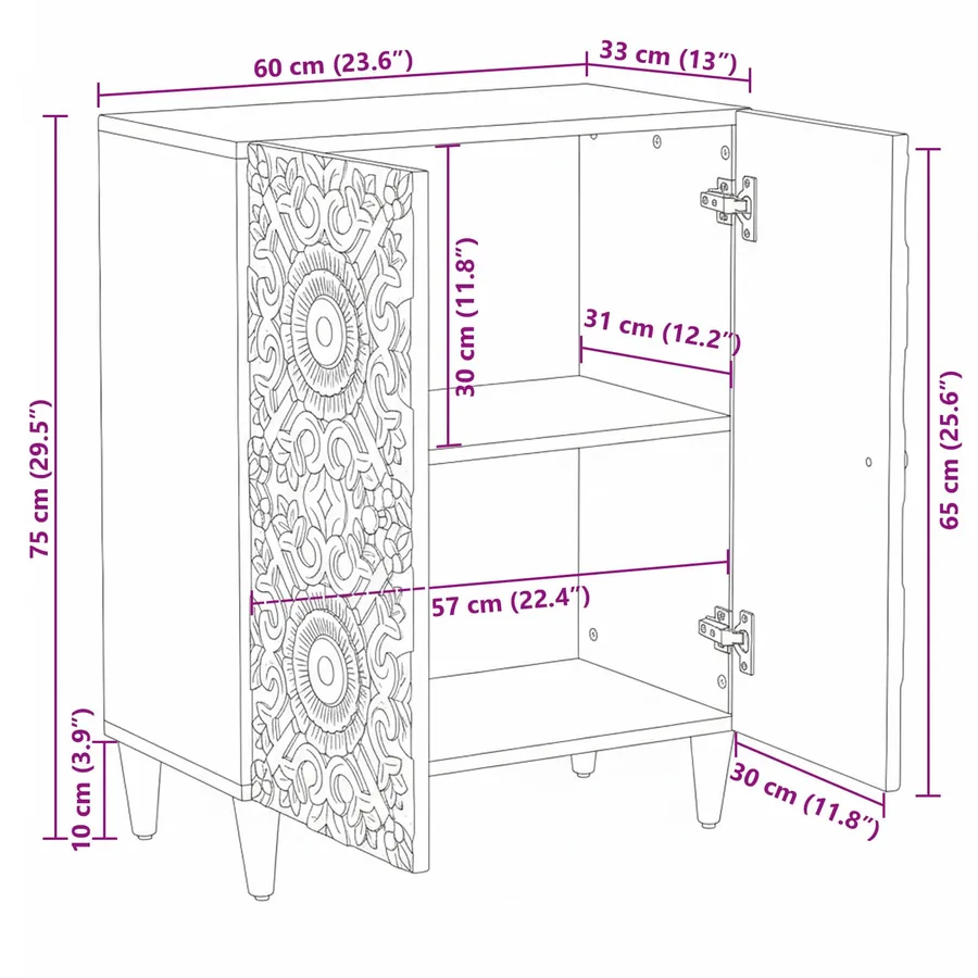 Buffet de Rangement Blanc 60 x 33,5 x 75 cm - 11