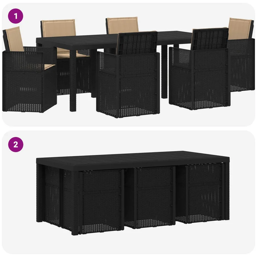 Ensemble de salle à manger pour jardin avec coussin 7 pcs PP - 10