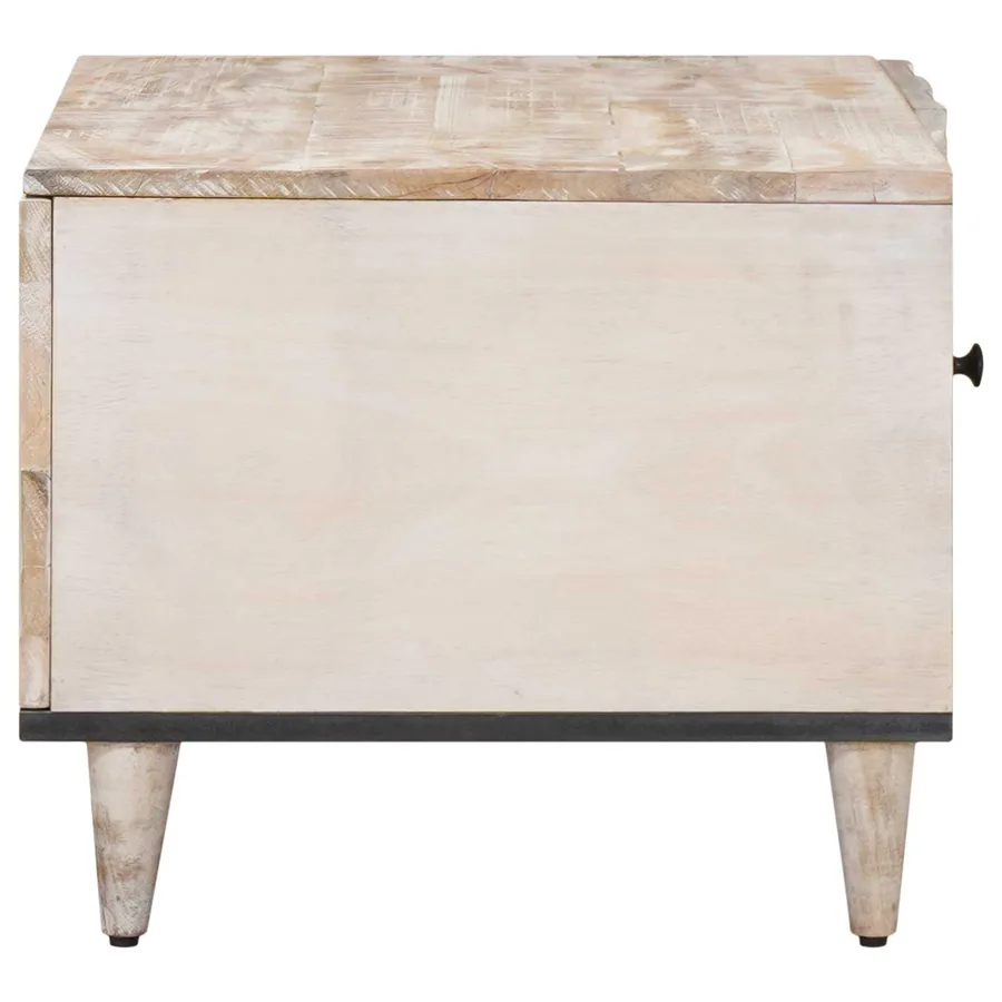 Table basse Blanc 80 x 50 x 40 cm Bois de mangue massif - 4