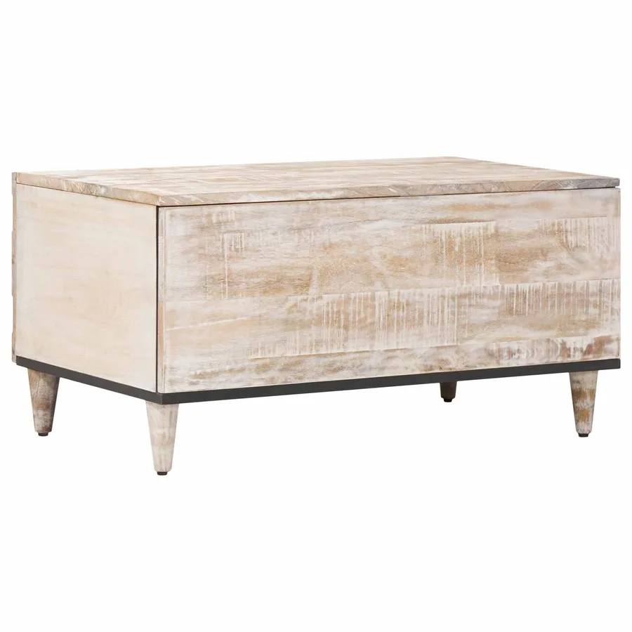 Table basse Blanc 80 x 50 x 40 cm Bois de mangue massif - 5