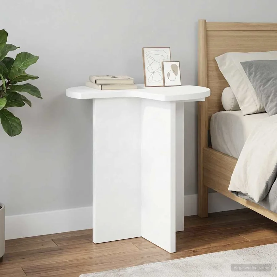 Table d'appoint 2 pcs Blanc Ø 39 x 38 cm Bois d'ingénierie