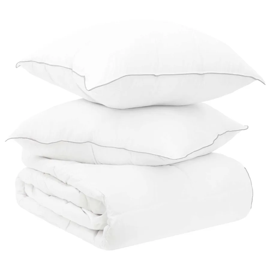 Ensemble de Duvet Blanc 200 x 200 cm Polyester, Bambou