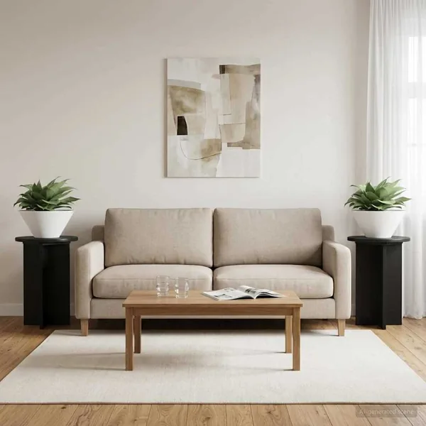 Support de Plante 2 pcs Noir Ø29,5 x 40 cm Bois d'ingénierie