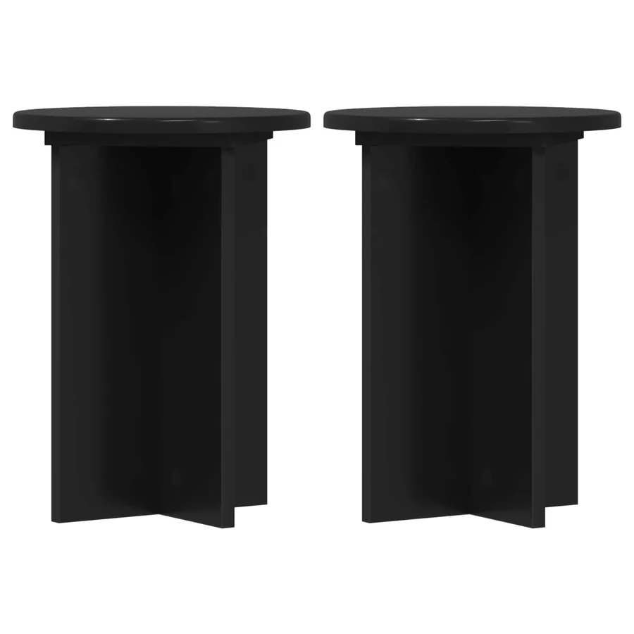 Support de Plante 2 pcs Noir Ø29,5 x 40 cm Bois d'ingénierie - 2
