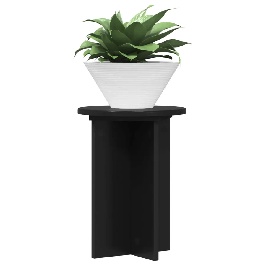 Support de Plante 2 pcs Noir Ø29,5 x 40 cm Bois d'ingénierie - 3