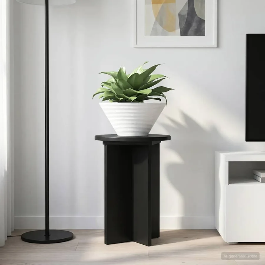 Support de Plante 2 pcs Noir Ø29,5 x 40 cm Bois d'ingénierie - 4