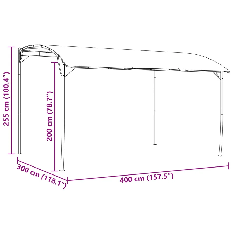 Pavillon 4 x 3 x 2,55 m Vert Acier enduit de poudre et tissu - 8