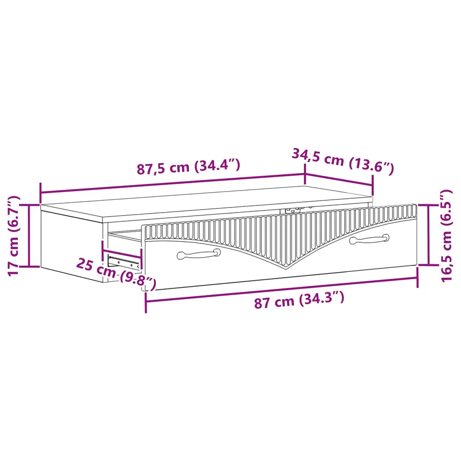 Table d'appoint murale Sonoma gris 87,5 x 34,5 x 17 cm - 8