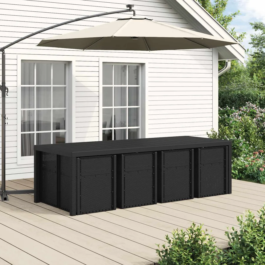 Ensemble de salle à manger pour jardin avec coussin 9 pcs PP - 4