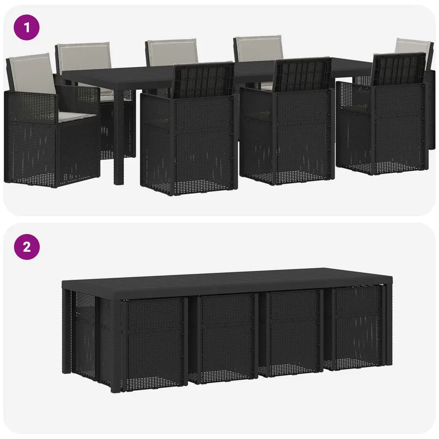 Ensemble de salle à manger pour jardin avec coussin 9 pcs PP - 8
