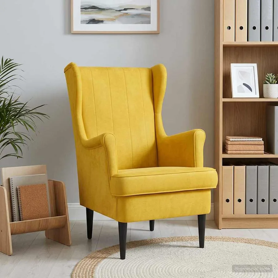 Fauteuil Jaune Velours - 3