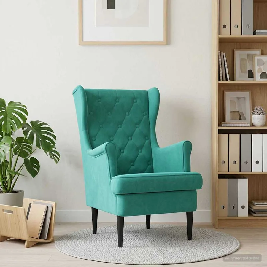 Fauteuil Turquoise Velours - 3