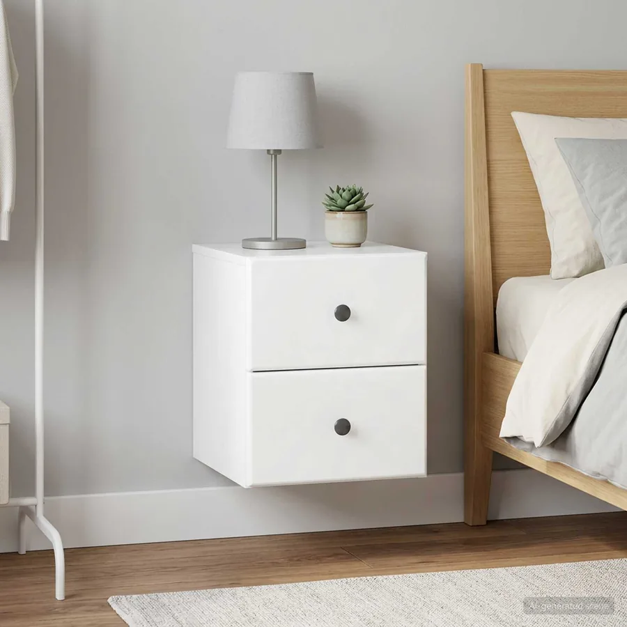 Cabinet de chevet mural 2 pcs Blanc brillant 34,5 x 33 x 40 cm