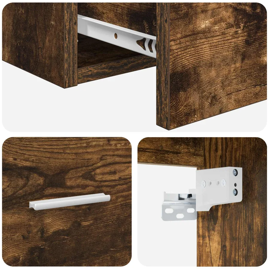 Vanité de lavabo mural Chêne fumé 49,5 x 41 x 64,5 cm - 6