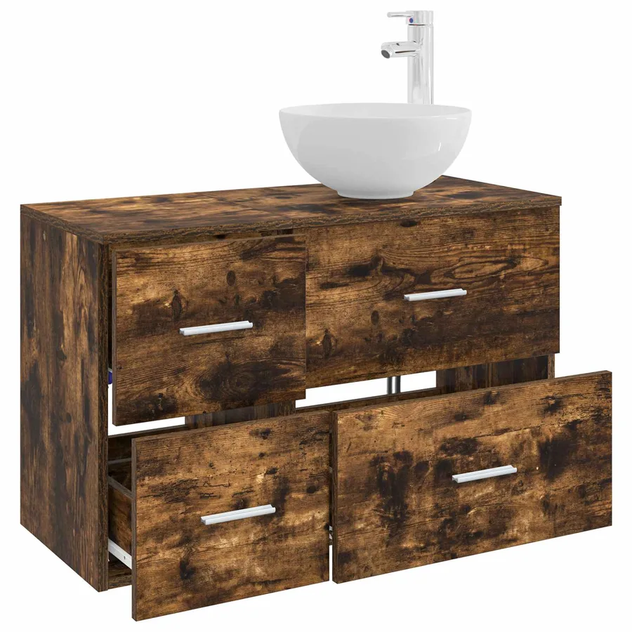 Ensemble de mobilier de salle de bain 2 pcs Chêne fumé - 3