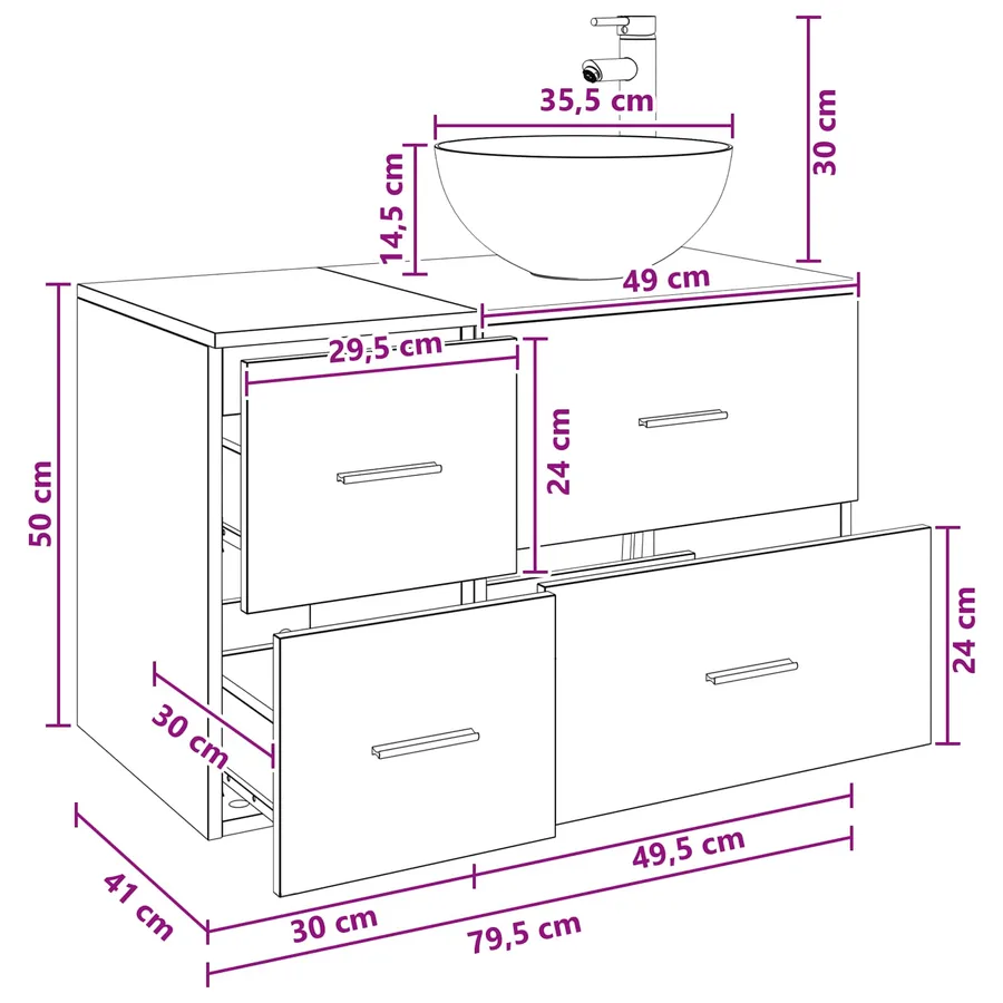 Ensemble de mobilier de salle de bain 2 pcs Chêne fumé - 8
