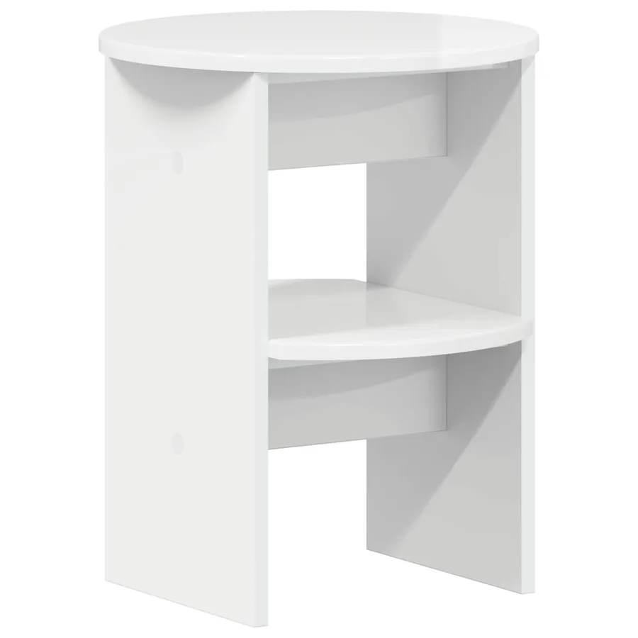 Meuble d'appoint Blanc Brillant Ø40 x 50 cm Bois d’ingénierie - 2