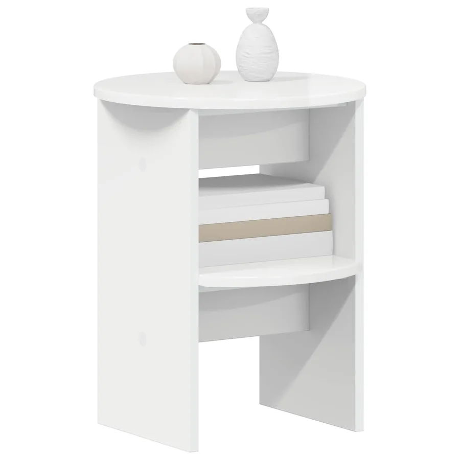 Meuble d'appoint Blanc Brillant Ø40 x 50 cm Bois d’ingénierie - 3