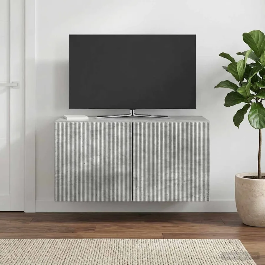 Meuble TV mural Gris béton 59,5 x 31 x 30 cm Bois d'ingénierie