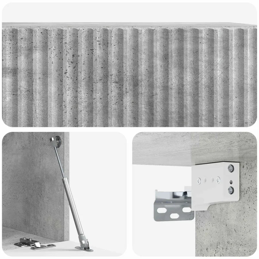 Meuble TV mural Gris béton 59,5 x 31 x 30 cm Bois d'ingénierie - 9