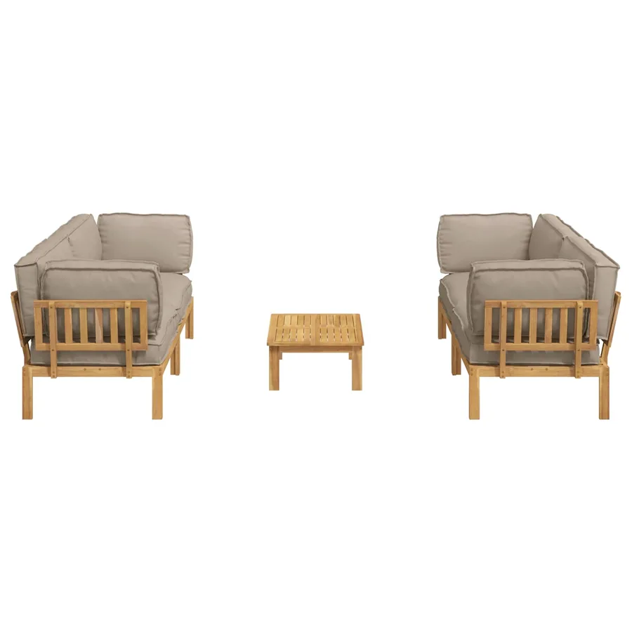 Ensemble de Canapés Uni 5 pcs Taupe Bois d'Acacia Massif - 8
