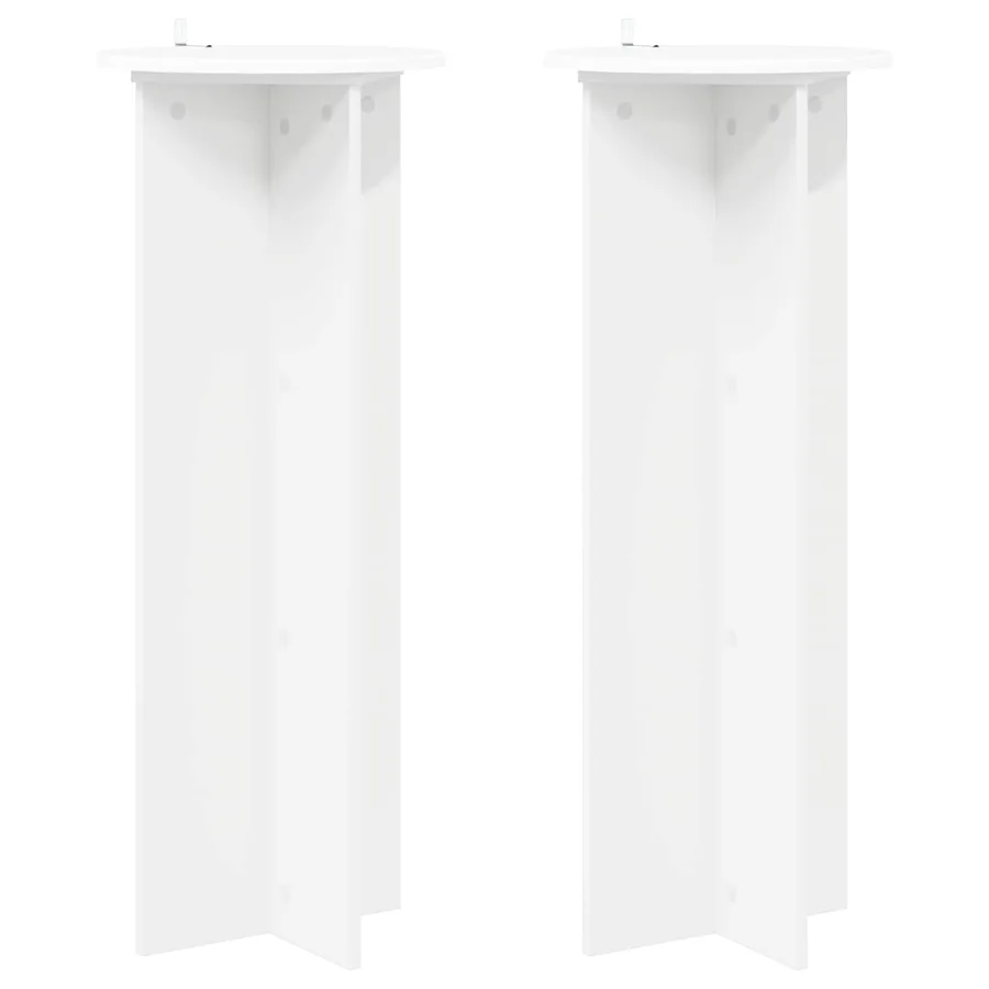 Support de Plante 2 pcs Blanc Ø40 x 100 cm Bois d'ingénierie - 2