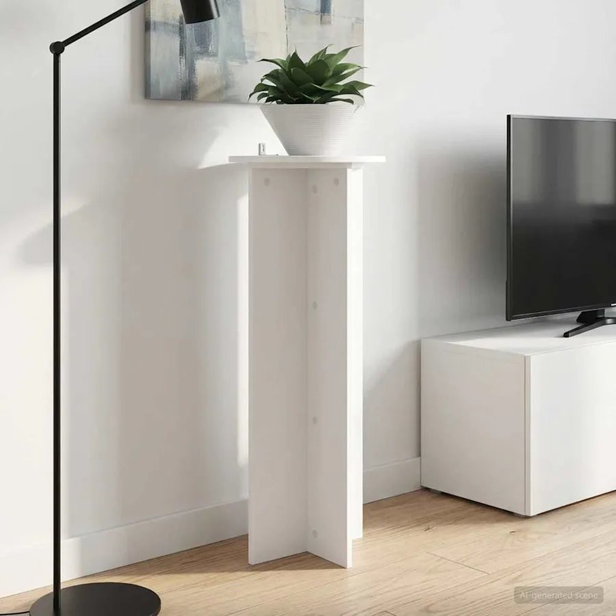 Support de Plante 2 pcs Blanc Ø40 x 100 cm Bois d'ingénierie - 4