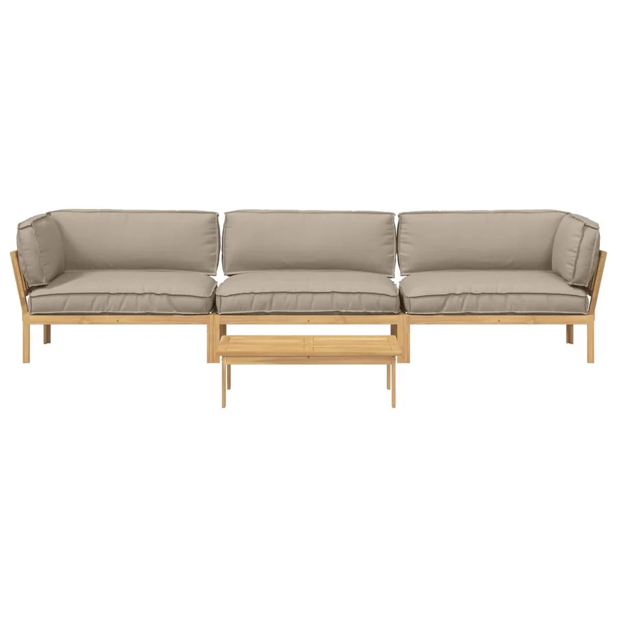 Ensemble de Canapés Uni 4 pcs Taupe Bois d'Acacia Massif - 10