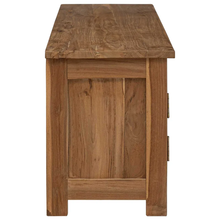Meuble tv 110 x 30 x 40 cm Naturel Bois de teck massif - 4