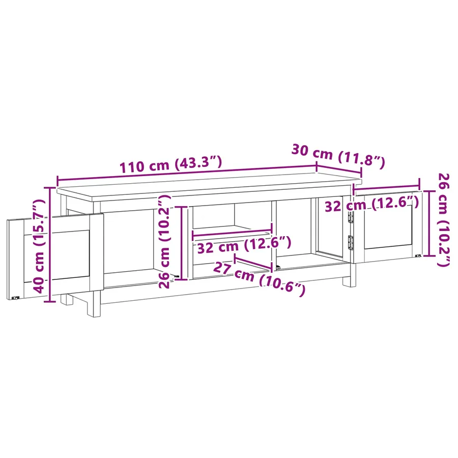 Meuble tv 110 x 30 x 40 cm Naturel Bois de teck massif - 7