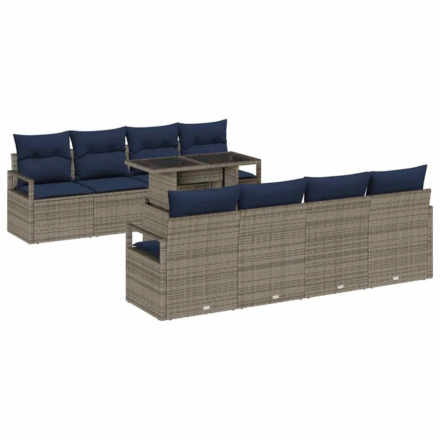 Ensemble de canapé de jardin 7 pcs Gris et bleu marine - 2