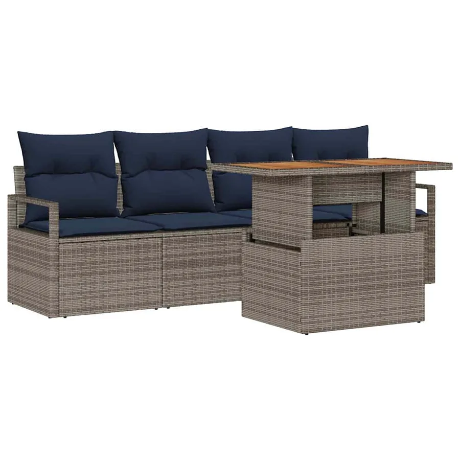 Ensemble de canapé de jardin 5 pcs gris et bleu marine - 2
