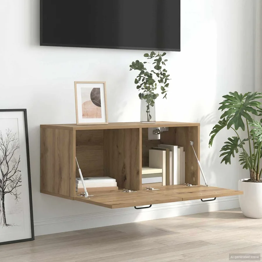 Meuble mural Montage mural Chêne artisanal 80 x 36,5 x 35 cm - 4