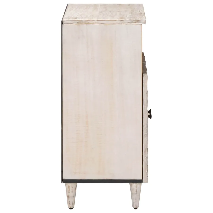 Buffet avec porte Blanc 60 x 33,5 x 75 cm Bois de mangue massif - 4