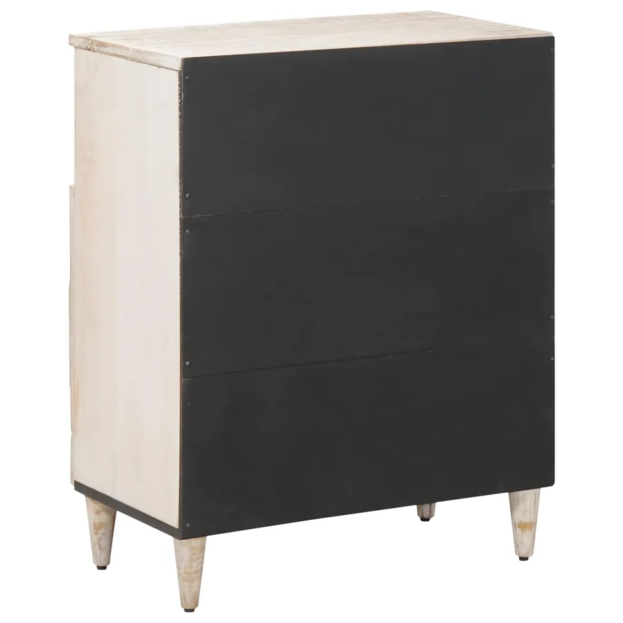 Buffet avec porte Blanc 60 x 33,5 x 75 cm Bois de mangue massif - 5