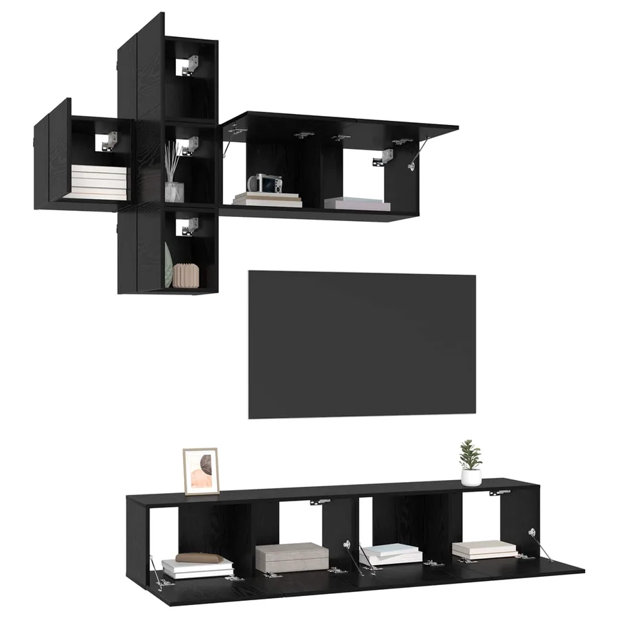 Ensemble meuble TV Montage mural 3 pcs Bois d'ingénierie - 3
