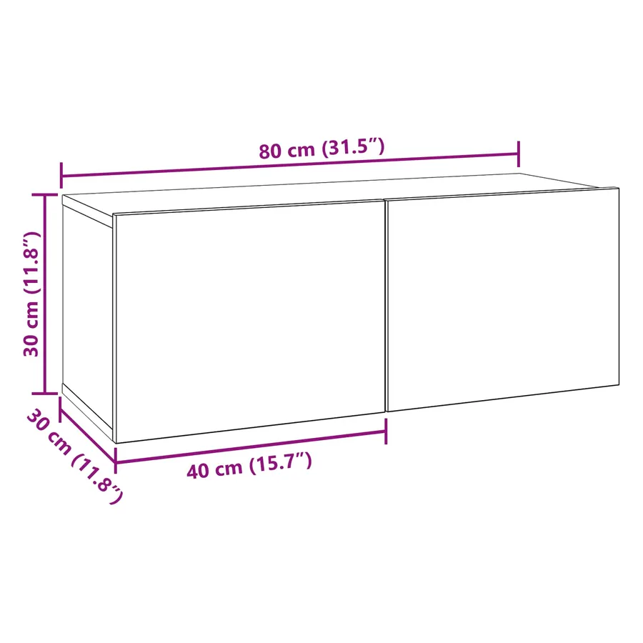 Ensemble meuble TV Montage mural 3 pcs Bois d'ingénierie - 8