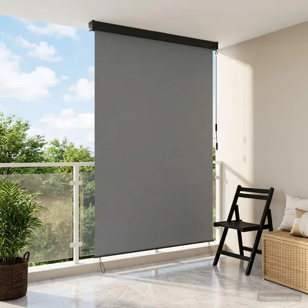 Store enrouleur Gris clair 180 x 250 cm Tissu et Aluminium