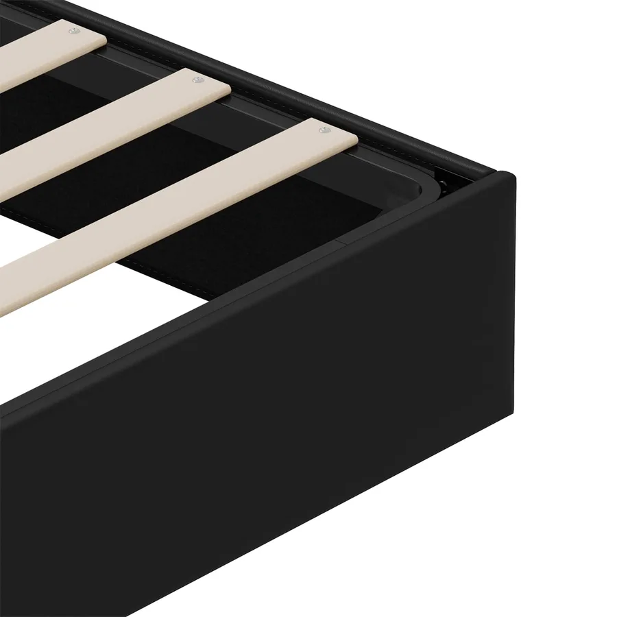 Cadre de lit ottoman Noir King size Simili cuir - 8