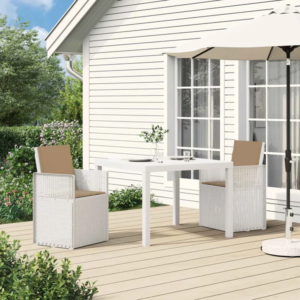 Chaises de jardin salle à manger 2 pcs Blanc et taupe PP