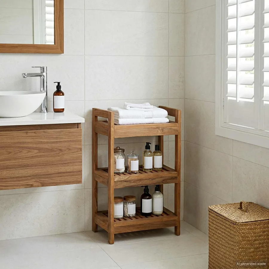 Étagère de salle de bain Naturel 45 x 30 x 71 cm