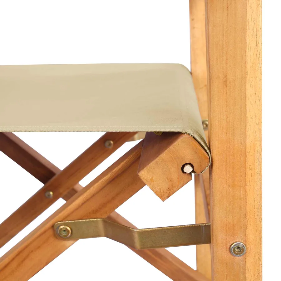 Chaise de directeur Marron et beige Bois de teck massif - 6