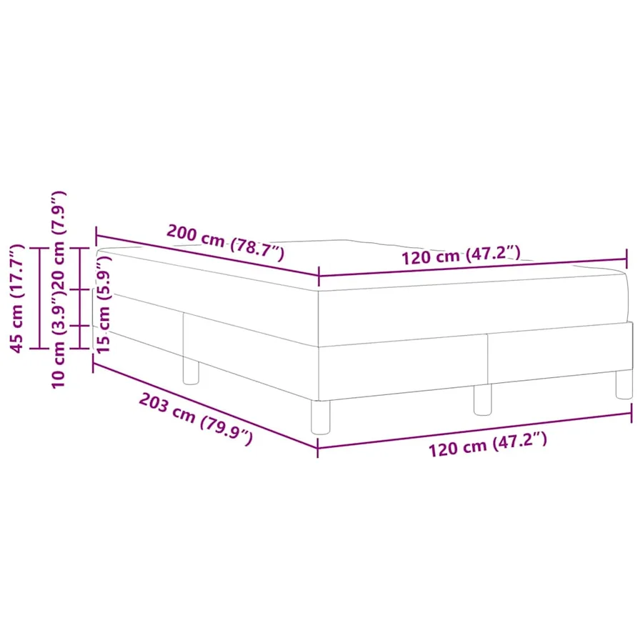 Cadre de lit avec matelas Crème 120 x 200 cm tissu - 13