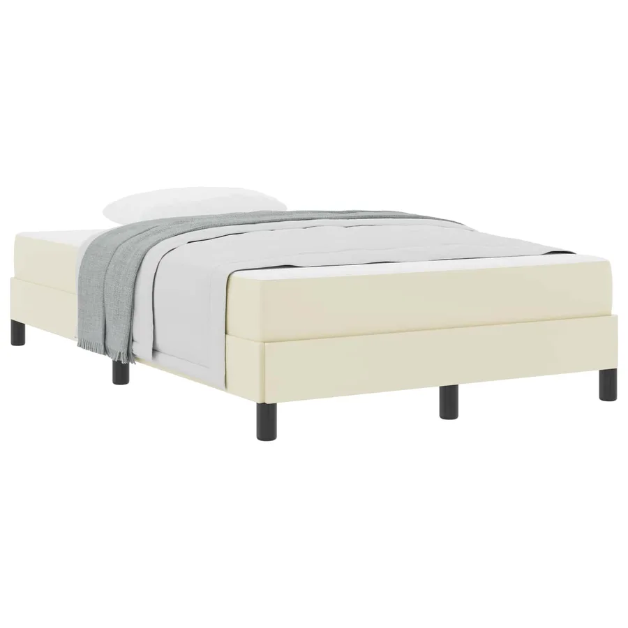 Cadre de lit avec matelas Crème 120 x 200 cm tissu - 2