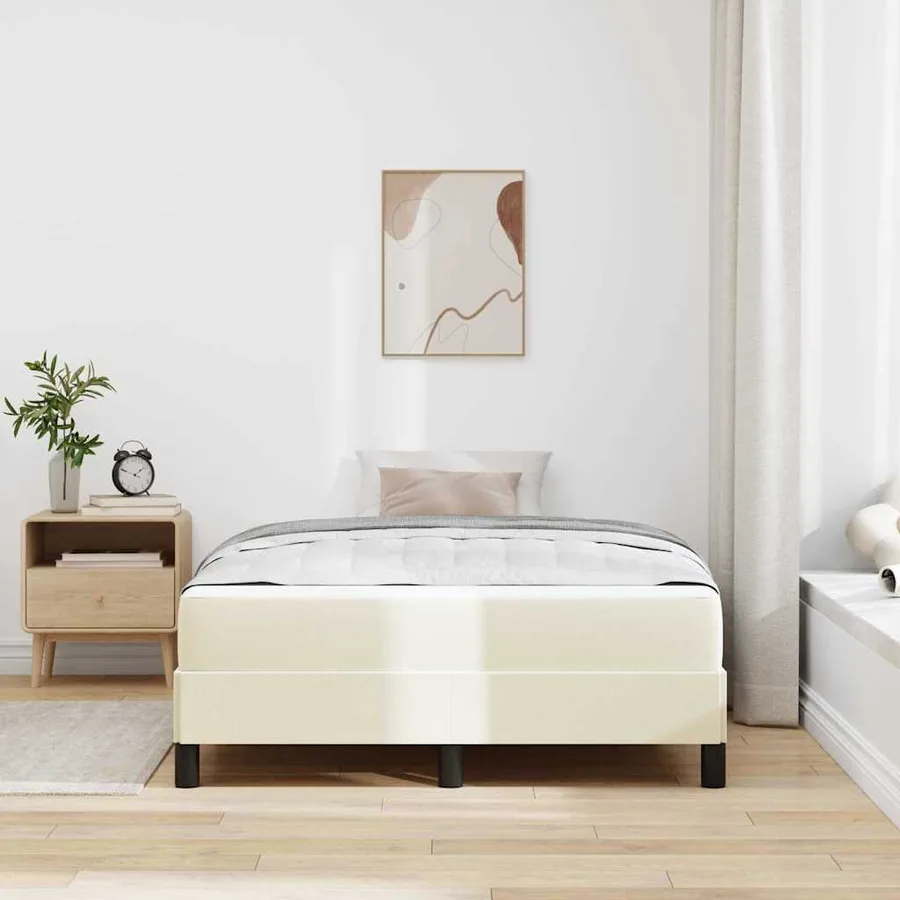 Cadre de lit avec matelas Crème 120 x 200 cm tissu - 3