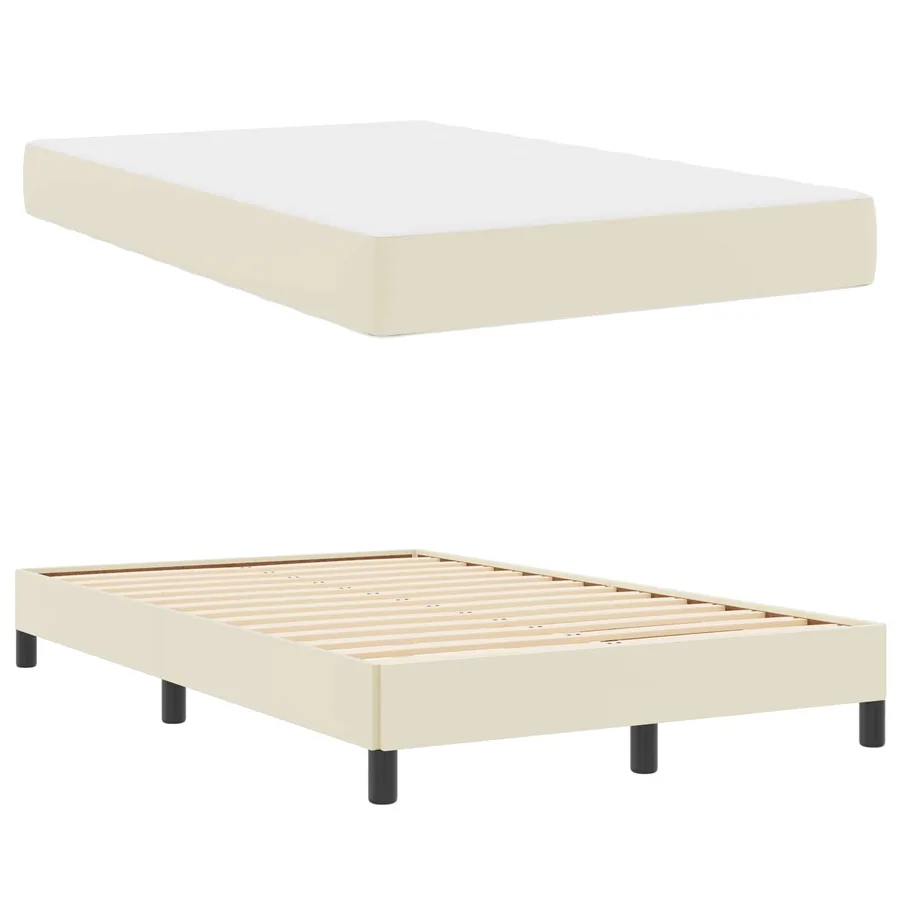 Cadre de lit avec matelas Crème 120 x 200 cm tissu - 5